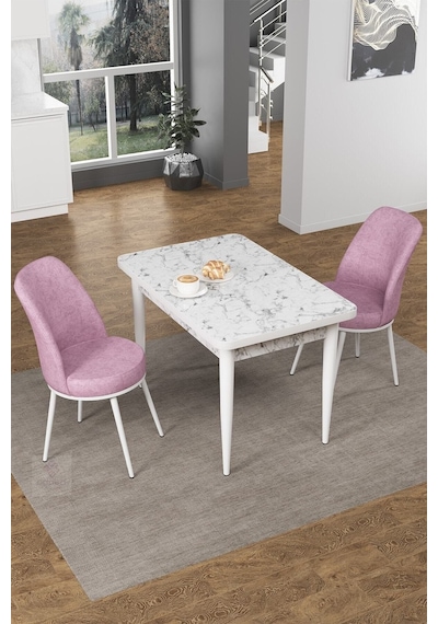 Canisa Concept Nil Serisi 70x110 Sabit Mutfak Masası Takımı Beyaz Mermer Desen Masa 2 Pembe Sandalye Masa Beyaz/sandalyeler Pembe Canisa Concept Nil Serisi 70x110 Sabit Mutfak Masası Takımı Beyaz Mermer Desen Masa 2 Pembe Sandalye Masa Beyaz/sandalyeler Pembe