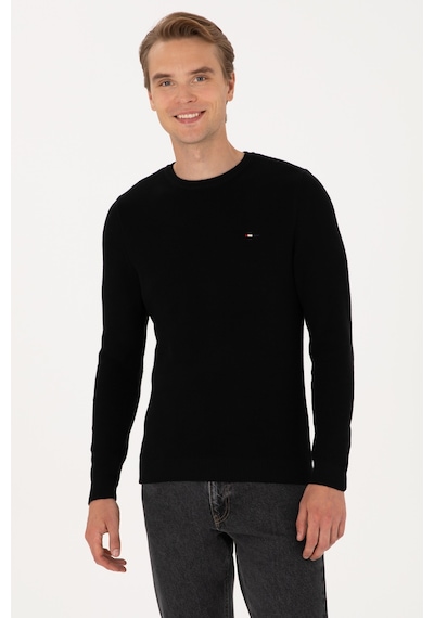 U.S. Polo Assn. Erkek Slim Fit Bisiklet Yaka Siyah Basic Kazak 50313667-VR046