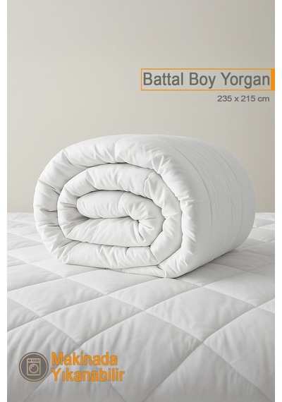 Ecotermo Battal Boy Microfiber Antialerjik Silikon Yorgan Çeyizlik Otel Yorganı 235x215 Cm Beyaz