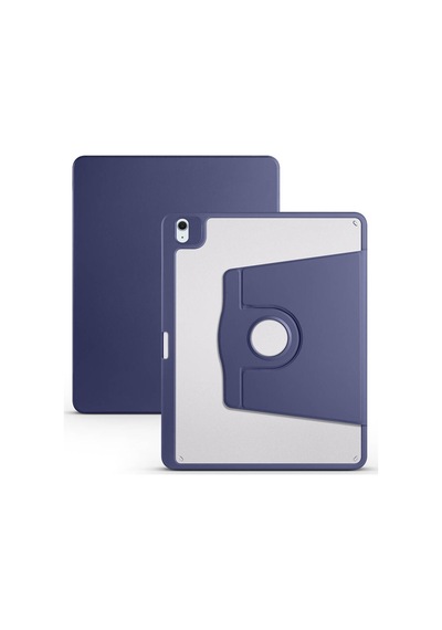 İpad Air 13 2025 M3 A3268-a3269-a3271 Uyumlu Kalem Bölmeli Dönebilen Standlı Termik Tablet Kılıfı - Lacivert - T36486