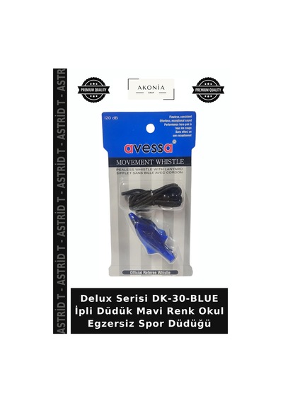 Delux Serisi Dk-30-blue İpli Düdük Mavi Renk Okul Egzersiz Spor Düdüğü