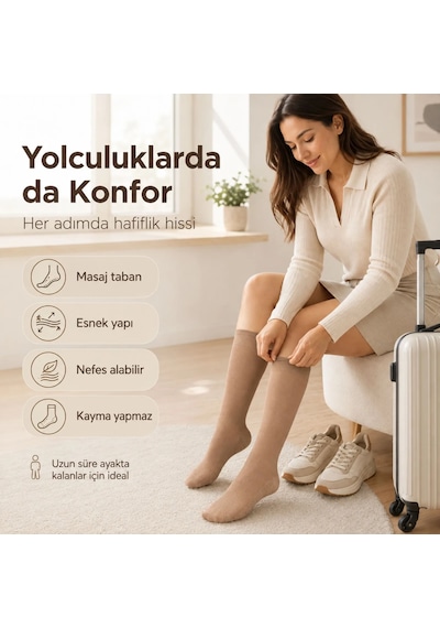 Elitse Kadın 6 Lı Anne Masaj Tabanlı Dizaltı Çorap 80 Denye Esnek Rahat Günlük Kullanım