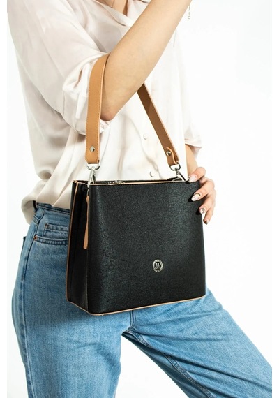 Just Polo Siyah Taba Lacoste Omuz Çantası 6014mh Siyah - Taba