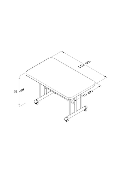 Avenza Living Tekerlekli Çok Amaçlı Orta Sehpa 70x110 Cm - Kolay Taşınabilir Tasarım Siyah