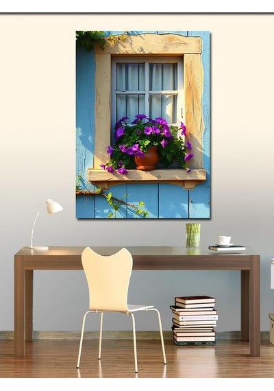 Kanvas Tablo Pencere Kenarı Güzelliği 50cmx70cm