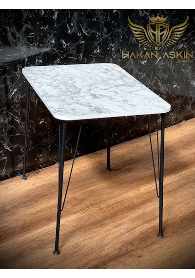 By Hakan Aşkın Siyah Metal Ayaklı 60x90 Cm Tek Masa Parlak White Marble 2023 Mutfak - Balkon - Çalışma Masası Parlak Beyaz Mermer Desen By Hakan Aşkın Siyah Metal Ayaklı 60x90 Cm Tek Masa Parlak White Marble 2023 Mutfak - Balkon - Çalışma Masası Parlak Beyaz Mermer Desen