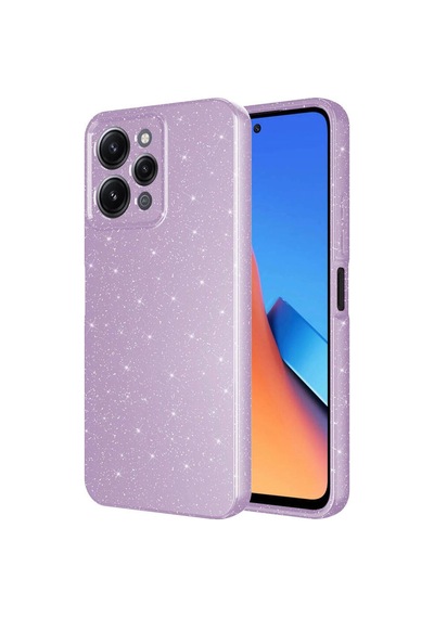 Xiaomi Redmi 12 Kılıf Kamera Korumalı Simli Lüks Zore Koton Kapak Lila