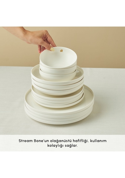 Karaca Stream Bone Merope 53 Parça 12 Kişilik Yemek Takımı Beyaz