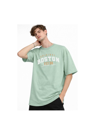 Misa Tahtakale Boston - Baskılı Oversize Tişört Su Yesılı Çok Renkli Misa Tahtakale Boston - Baskılı Oversize Tişört Su Yesılı Çok Renkli