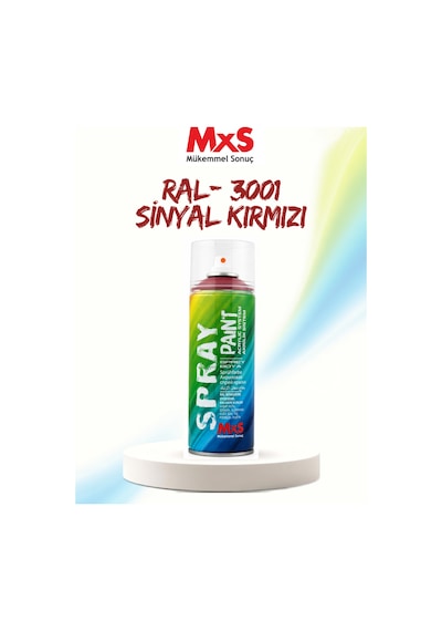 Mxs Ral 3001 Sinyal Kırmızı Akrilik Sprey Boya 400 Ml Siyah