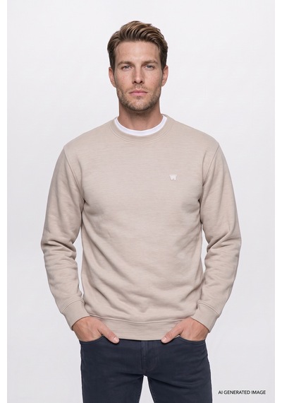 Wrangler Pamuklu Selanik Regular Fit Erkek Sweatshirt W2620080500 Bej