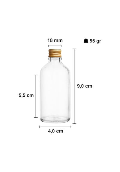 Lexroo 50 Cc Gold Metal Kapaklı Hediyelik Shot Şişesi 50 Ml Kolonya Koku Süs Küçük Şeffaf Cam Şişe