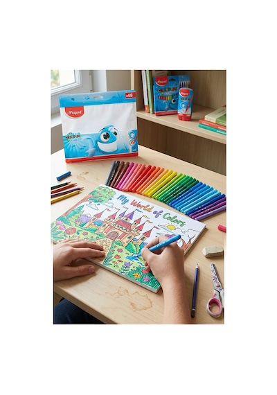 Keçeli Kalem 48 Renk 1 Paket Maped 48 Li Keçeli Kalem Canlı Ve Parlak Renkler Ocean Color Peps Yıkanabilir