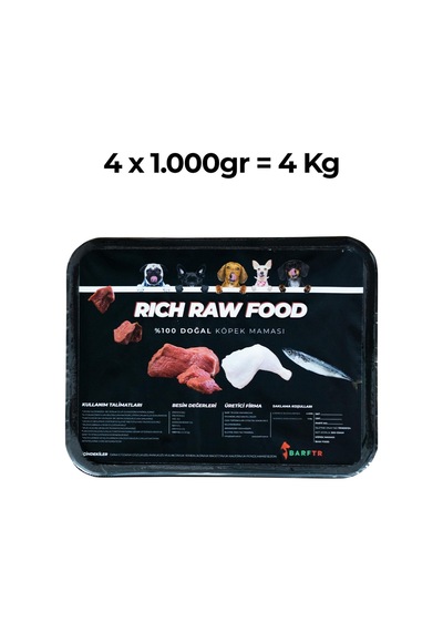 Barftr Rıch Raw Food 4 KG Yetişkin Köpek Maması 4 x 1 KG