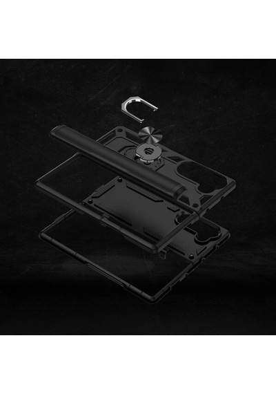 Samsung Galaxy Uyumlu Z Fold 6 Kılıf Kamera Koruyucu Manyetik Standlı Tank Koruma Novatech Kırmızı