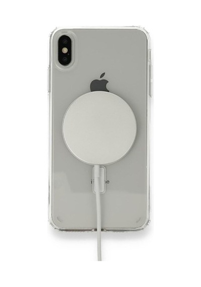 Apple iPhone Uyumlu X Kılıf Magsafe Wireless Kablosuz Şarj Destekli Sert Şeffaf Darbe Emici Embos -şeffaf Color-3171-clr-41858
