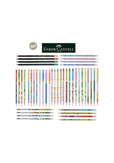 Faber Castel Lüx Mercanlı Silgili Karışık Yuvarlak Kurşun Kalem 6 Adet Çok Renkli