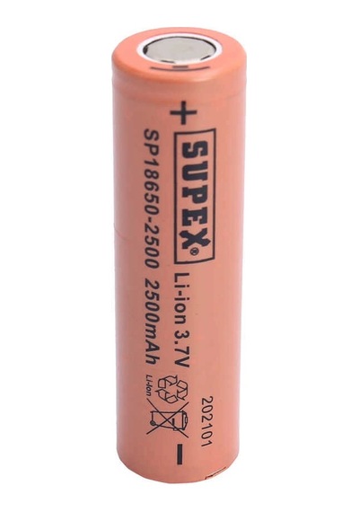 Supex 18650 3.7v 2500mah Li-ion Şarjlı Pil Başsız