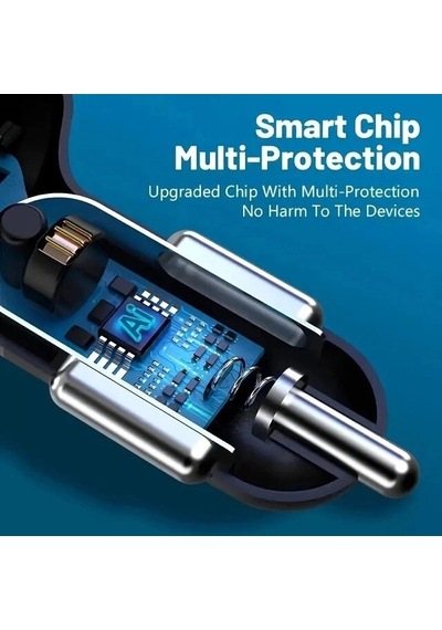 6 Portlu Hızlı Araç Şarj 4 Usb + 2 Type-c Çıkışlı Dijital Göstergeli Oto Şarjı