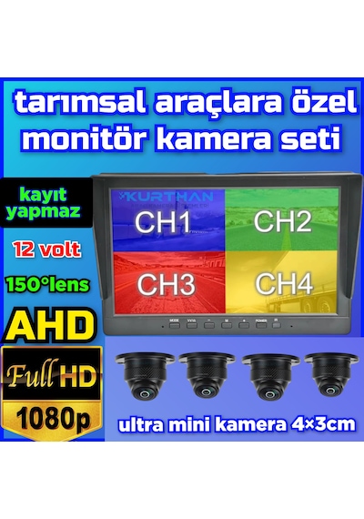 Kayıtsız 7 İnç Monitör Ve 4 Adet Ahd 1080p Go-1058 Kamera 12 V