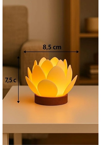 Lotus Çiçeği Tasarımlı Dekoratif Led Mumluk Tealight Beyaz