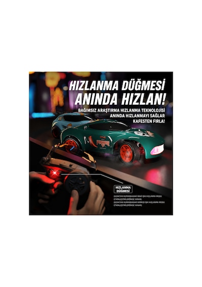 Uzaktan Kumandalı Şarjlı Mini Drift Arabası 1:64 Ölçek Işıklı Rc Model Araç Gri