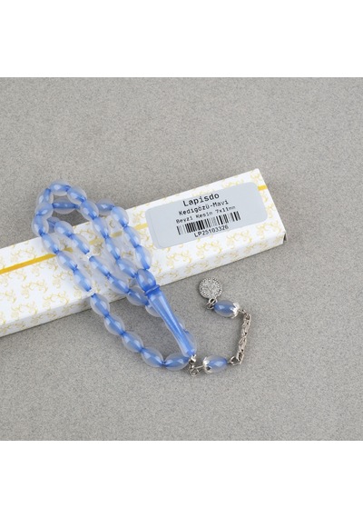 Kedigözü Alpaka Püsküllü Beyzi Kesim 7x11mm Tesbih- Mavi