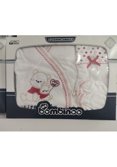 Bambinoo Bambino Kırmızılı 5 Li Zıbın Seti Hastane Çıkışı Pamuklu Kırmızı