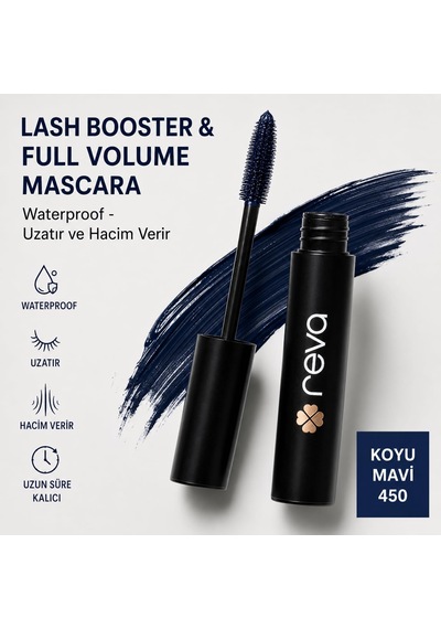 Lash Booster & Full Volume Color Mascara -tam Hacim & Uzatan Renkli Maskara Koyu Mavi 450 Çok Renkli