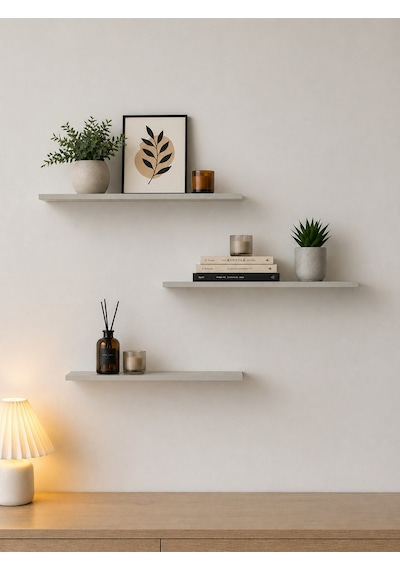 Harmony 3 Raflı Gizli Monte Uçan Raf 50 15 Cm Gri