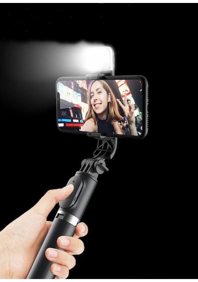 S03 Bluetooth Kontrollü Işıklı Selfie Çubuğu Tripod 700 MM