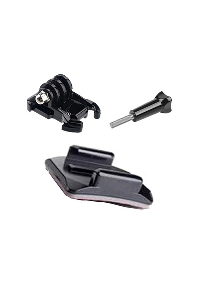 Gplus Bs04kvh 4 Parça Oval Zemin Eğimli Yüzey Vidalı Hızlı Tak Aksiyon Kamera Uyumlu 3m Yapışkanlı Motor Kask Bağlantı Base Seti Siyah