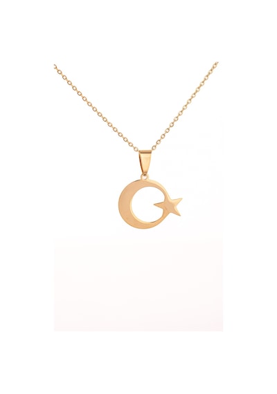 Altın Renk Ay Yıldız Çelik Kolye Kararmaz Paslanmaz Çelik Anlamlı Ve Şık Unisex Altın