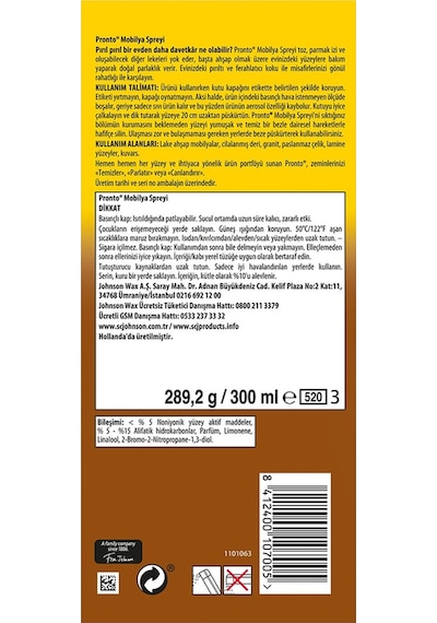 Pronto Klasik Ahşap Parlatıcı & Temizleyici Sprey 300 ML