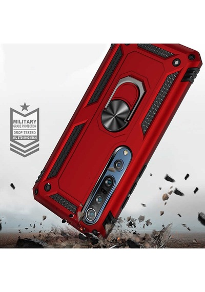 Xiaomi Mi 10 Kılıf Sert Silikon Yüzüklü Stand Özellikli Kapak