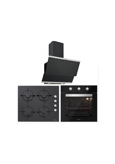 Silverline BO6503B01 - CS5335B01 - 3420 Classy 60 Siyah Cam Ankastre Set