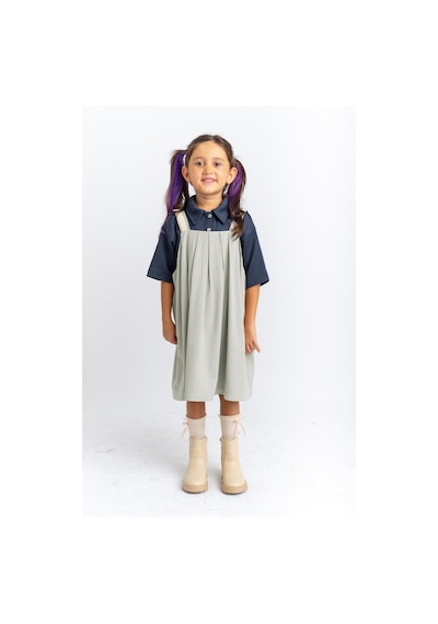 Oliventhekid Pileli Jile Kız Çocuk Elbise Mint Mint