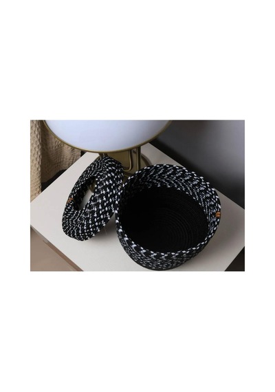 Jüt, Hasır, Çöp Kovası, Mutfak Çöp Kovası, Banyo Çöp Kovası, Doğal, Natürel, Jüt Kova, Modern Kova Siyah Siyah