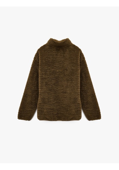 Koton Uzun Kollu Fermuarlı Cepli Dik Yaka Peluş Ceket Haki 6wam50042mk Haki Koton Uzun Kollu Fermuarlı Cepli Dik Yaka Peluş Ceket Haki 6wam50042mk Haki