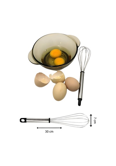 Paslanmaz Lüx Metal Saplı Çırpma Karıştırma Teli Çırpıcı 30 Cm Çelik Diğer