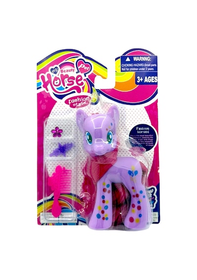 Pony Oyuncak Kuyruklu Poni At Figür Tarama Seti Mor 15 Cm