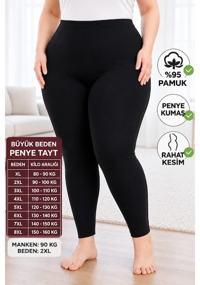Büyük Beden Ağlı Penye Tayt Extra Büyük Beden , Rahat Kalıp,yüksek Bel. SiYAH