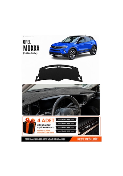 Opel Mokka 2020-2025 Uyumlu Torpido Koruma, Torpido Örtüsü, Torpido Kılıfı - Siyah - Op023