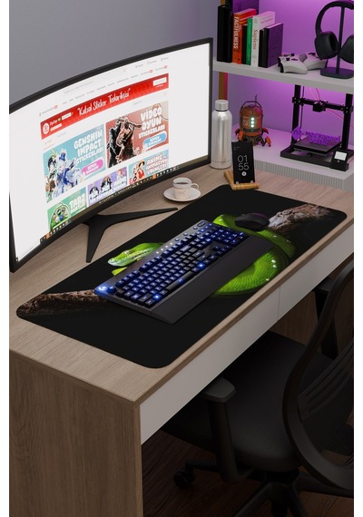 Yılan Kaymaz Dikişli Kauçuk Oyuncu Mousepad V4 - 90x40 Xxl Gaming Mouse Pad Fare Altlığı