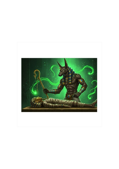 Antik Tanrı Anubis Dekoratif Ahşap Tablo