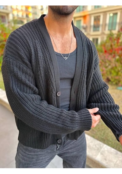 Elku Moda Hırka Triko Örgülü Desenli Örgü Hırka Şal Yaka Tüylenmez Naturel Pamuk Düğmeli Hırka Siyah Elku Moda Hırka Triko Örgülü Desenli Örgü Hırka Şal Yaka Tüylenmez Naturel Pamuk Düğmeli Hırka Siyah