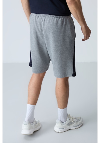 Air Jones Tommy Life Gri Melanj Pamuklu Kalın Yumuşak Dokulu Standart Fit Basic Erkek Şort - 81280 GRI MELANJ