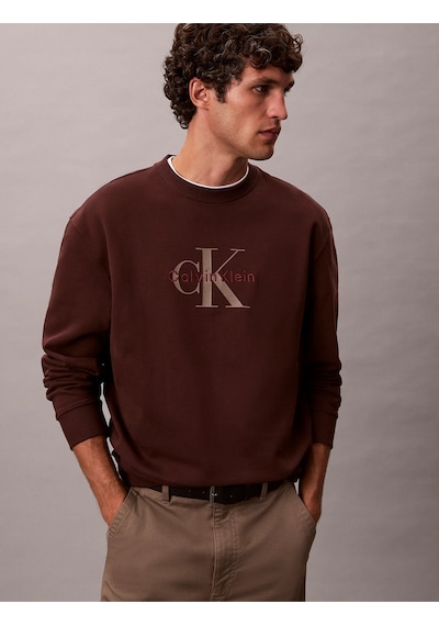 Erkek %100 Pamuklu Ck Logolu Yuvarlak Yakalı Uzun Kollu Kahverengi Sweatshirt Kahverengi Erkek %100 Pamuklu Ck Logolu Yuvarlak Yakalı Uzun Kollu Kahverengi Sweatshirt Kahverengi