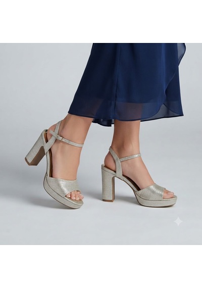 Kindep Park Moda Tek Bant Platform 1 Cm Kadın Topuklu 8 Cm Ayakkabı Altın