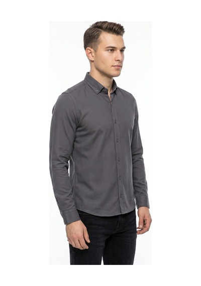 Advante Erkek Spor Slim Fit Uzun Kol Petek Dokulu Gömlek Bgl-st05482 Füme